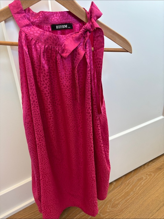 BTFBM Tops - BTFBM Fuchsia Bow-Shoulder Sleeveless top, plus size